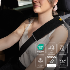 Μαξιλαράκια για Ζώνες Ασφαλείας - Μαύρη Πετσέτα - Γκρι Ρέλι