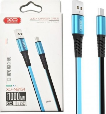 Καλώδιο Ταχείας Φόρτισης XO - NB154 Flat USB 2.0 to Type C Cable Μπλε 1m