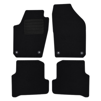 Πατάκια δαπέδου μοκέτας Standard μαύρα για Seat Ibiza (IV)/ Skoda Fabia (III)/ VW Polo (V) 4τμχ