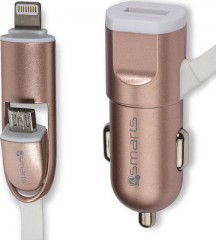 Φορτιστής Αυτοκινήτου 4smarts  με Υποδοχές Micro-USB και Lightning