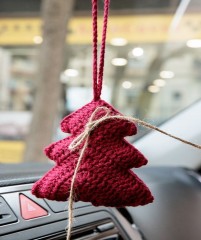 Χειροποίητο Διακοσμητικό Αυτοκινήτου - Χριστουγεννιάτικο Δέντρο - Κόκκινο